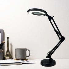 LED Magnifier Lamp 3X Glass with Light 3 Color Modes Desk Clamp Magnifying