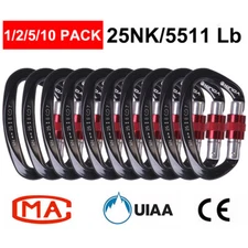 1-10Pack 25KN Heavy Duty Aluminum Carabiner Screwgate Locking Clip Climbing Hook