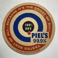 Piel’s Beer  Coaster Piels Bros Brooklyn New York 3.5 Inch BULLSEYE Design 1950s