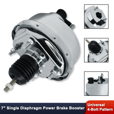 For Chevy Ford GM Street Rod Chrome 7'' Single Diaphragm Power Brake Booster