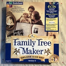 Family Tree Maker, Version 5, Deluxe 4-CD Set, Open box but has never been used.