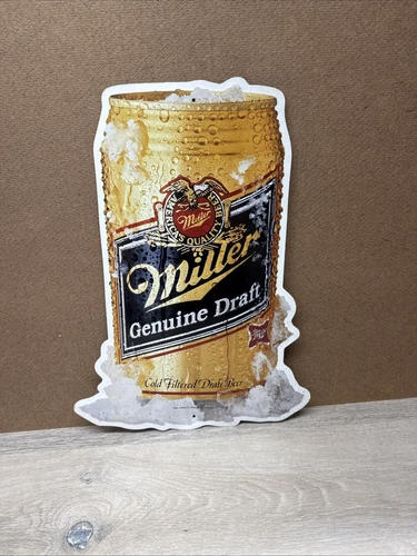 Vintage MILLER GENUINE DRAFT BEER CAN 15 X 11 Metal Tin Bar Sign MILLER BREWING