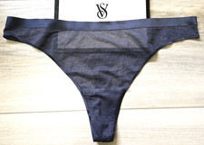 Vintage '08 Victoria's Secret Body by BBV Pewter Sheer Wide-Side Thong Panties L