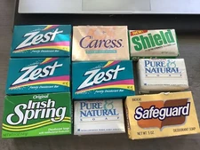 Vintage Bar Soap Lot Zest Family Deodorant Bar Safeguard Shield Irish Spring