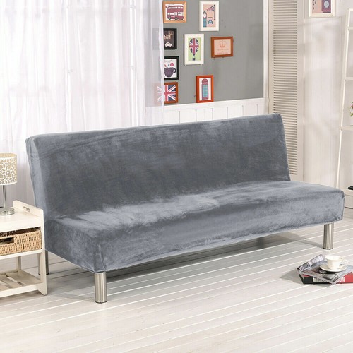 New Plush Armless Sofa Bed Cover Stretch Non-Slip Folding Couch Futon Protector - Picture 31 of 66