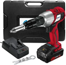 ACDelco Cordless Li-ion 20V MAX. BLDC Motor Rivet Gun Tool Kit with Charger, Bat