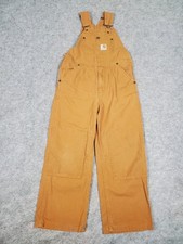 Carhartt Bib Overalls Tan Double Knee Duck Canvas Size 7 Regular Youth