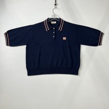 MIU MIU Short-Sleeve Wool Cashmere Polo Sweater Women's Size 6 Navy