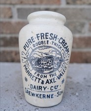Copper plate transfer Parrett Crewkerne dairy cream pot crock  Somerset