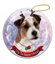 Holiday Pet Gifts Jack Russell Wirehair Tri Dog Porcelain Christmas Ornament