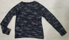Athleta Girl XL/14 Black/Gray Camo Crew Neck Sweatshirt Criss Cross Back SOFT