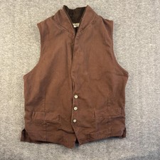 Jones Co Vest Mens Large Brown Canvas Belted Stand Collar Workwear Pockets