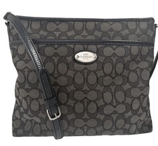 Coach Black Gray Signature Jacquard Crossbody Bag F36182 File Bag