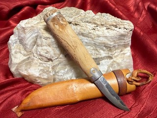 Finnland Jagdmesser 16 5 cm Handarbeit mit Original Messerscheide