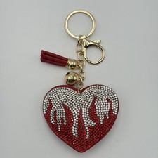 Red Heart Rhinestone Keychain Crystal Purse Charm Tassel Gift Box