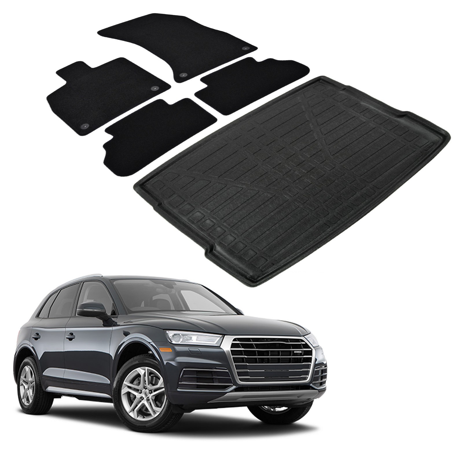 Tapis Audi Q5 FY 2017-2024 pour chien et transport de bagages avec bac de coffre