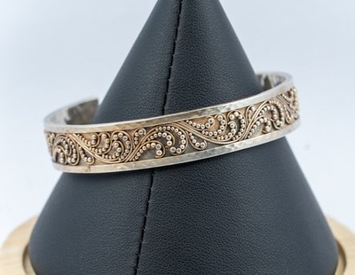 Lois Hill Indonesia Sterling Silver 925 Ornate Cuff Bracelet