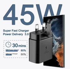 For Samsung Galaxy Official 45W Super Fast Charger 2.0 with USB-C to C Cable