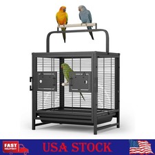 19" Wrought Iron Bird Travel Carrier Cage for Parrots Conures Lovebird Cockatiel