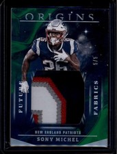 2019 Panini Origins Future Fabrics Green 8 Sony Michel Jumbo Patch 5/5