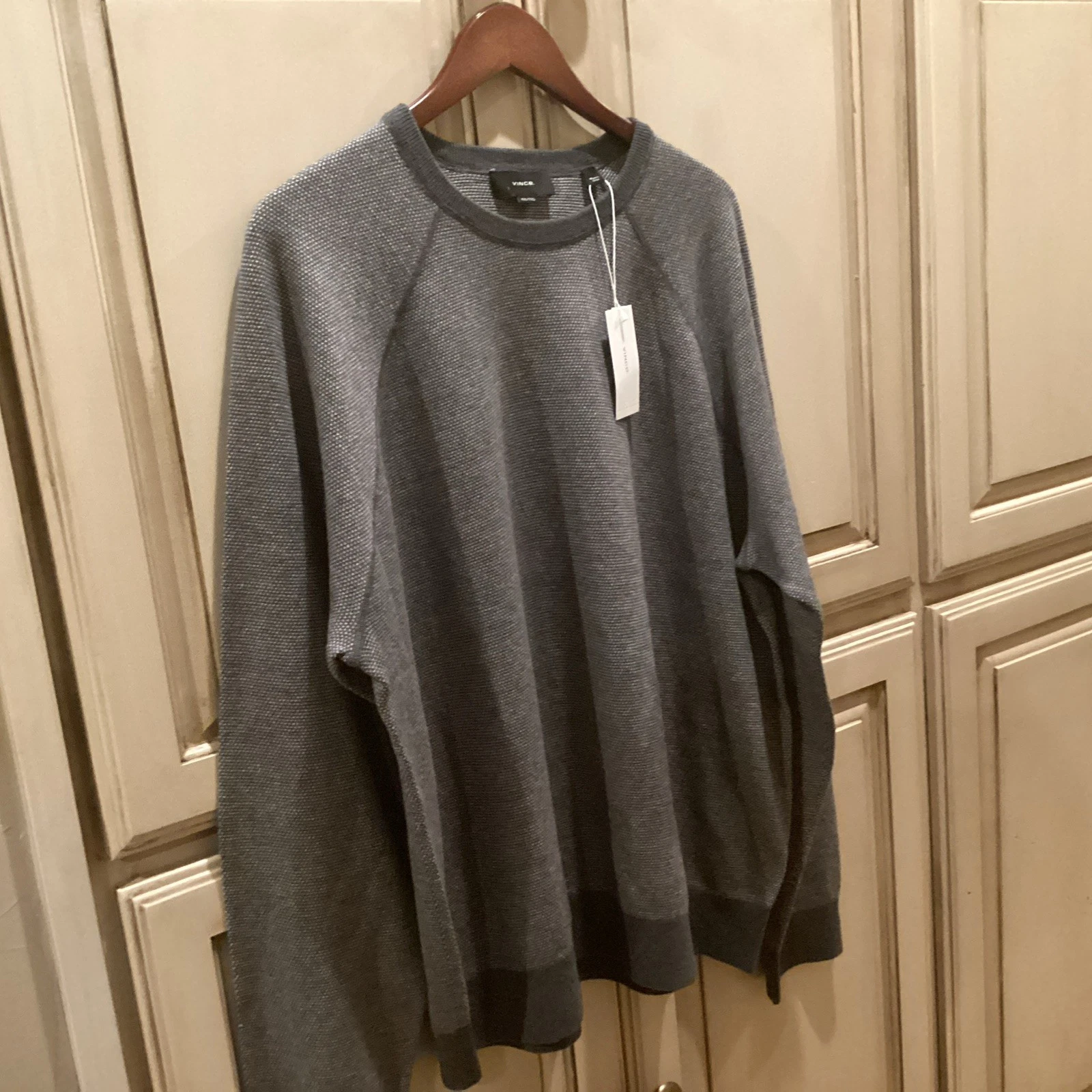 Vince Beautiful Gray Patterned Mens Sweater. Wool/cotton Blend. XXL