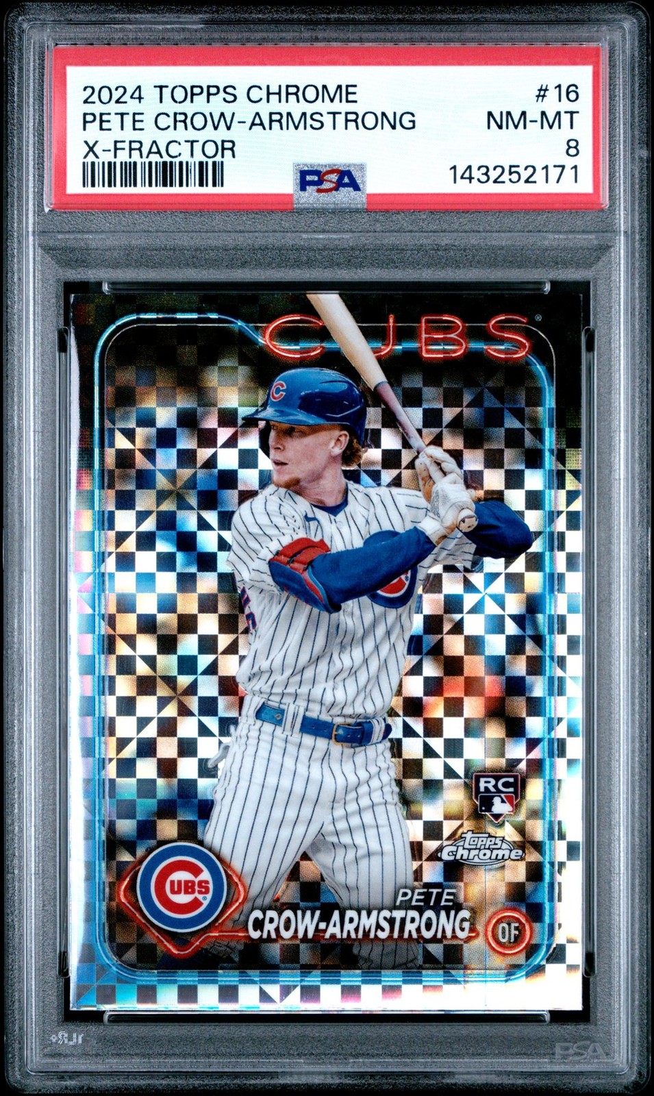 2024 Topps Chrome PETE CROW-ARMSTRONG X-FRACTOR #16 PSA 8 NM-MT