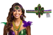 Adult Womens Elastic Fleur De Lis Mardi Gras Sequin Headband Costume Accessory