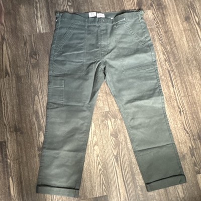 Levi's Utility Stretch Cargo Pants Green Tapered Leg Flat Front Men's 38x30