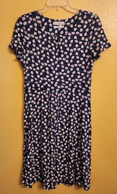 Seasalt Cornwall Dress Blue Floral Carnmoggas Dress Short Sleeve Size 12 R EUC