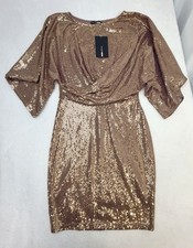 Fashion Nova Heading Out Sequin Mini Dress Size M Mauve Rose Gold Party NWT