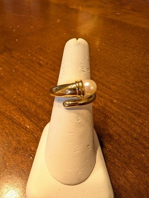 Majorica Pearl Ring Gold Tone Ring Size 6.5