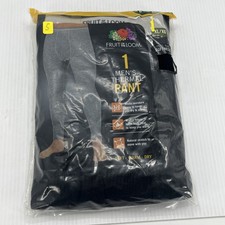 Fruit of The Loom Men's Black XL Thermal Pants Soft, Warm, Dry, Wicks {112}.