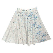 Vtg 90s Midi Skirt Sz M White Blue Floral Eyelet Peasant Fairy Cottage Prairie