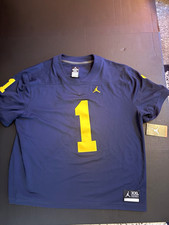 Jordan Michigan Wolverines Dri-FIT 1 Football Jersey XXL Blue/Yellow