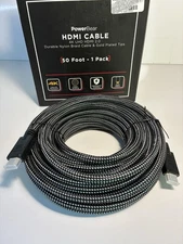 PowerBear 50ft HDMI 2.0 Cable 4K UHD Nylon Braid Gold Plated