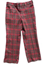Vintage Sears Kings Road Men's Tartan Plaid Pants Red Green 36m 35 X28 