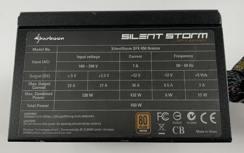 Sharkoon SilentStorm SFX 450 Bronze - 450W SFX PC Zasilacz/Zasilacz 20+4 pin - Zdjęcie 2 z 4