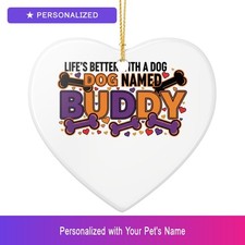 Custom Dog Ornament Personalized Heart Shaped Pet Lover Gift Christmas Tree