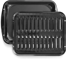 Broiler Pan for Oven Nonstick Porcelain Coated - 16.75” x 12.75” Black 