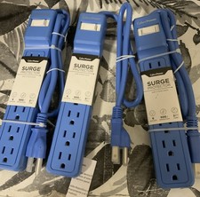 CyberPower 2ft. Outlet Surge Protector, Blue,6 Outlets SET OF 3