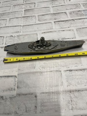 Vintage Plastic Battleship Scale Model Ship 11  Long Good Condition Nice Toy