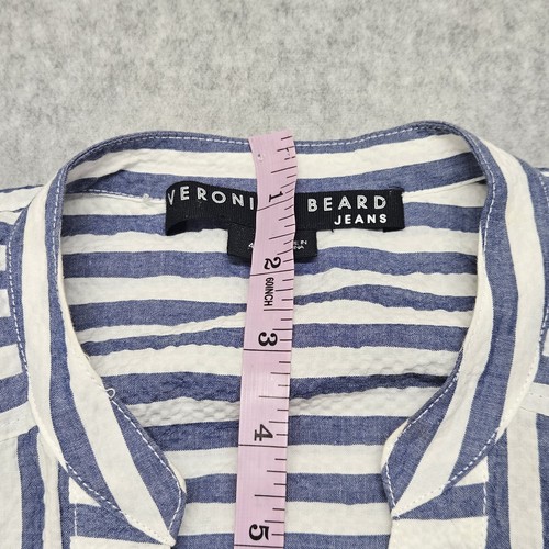 Veronica Beard blau gestreift Seersucker Avella Tie Taille Minikleid Gr. 4 - Bild 7 von 15
