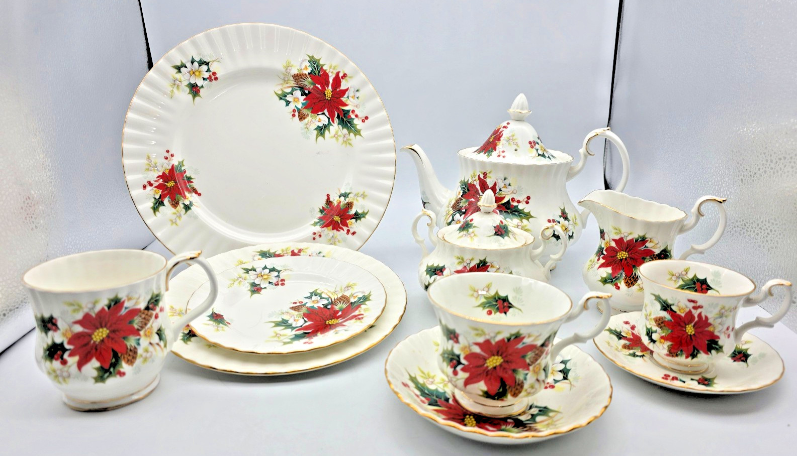 Royal Albert Poinsettia Christmas Plates, Cups/Mugs, Teapot, & more OPEN STOCK