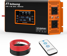 2000W Pure Sine Wave Power Inverter, 12V Dc to 110V/120V Ac Converter with LCD D