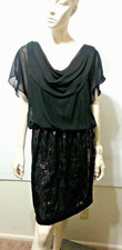 NWT J.R. NITES FORMAL PROM OCCASION BLACK COWL NECK SEQUIN BOTTOM DRESS Size 8