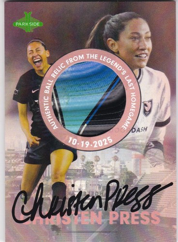 CHRISTEN PRESS 2025 PARKSIDE NWSL VOLUME 2. FINAL HOME GAME USED BALL RELIC /50