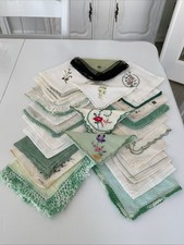 Vintage Hankies Lot of 24 BRIDAL TEA SHOWERS TOUCHES OF WEDDING GREEN