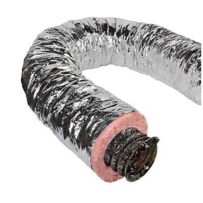 Master Flow 4 in x 12 ft Insulated Flexible Duct R6 Silver Jacket 2 Pack