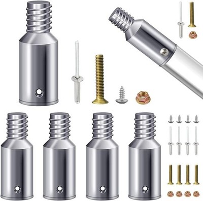 Threaded Tip Replacement Repair Kit for 1 Inch Pole Stick Mop Broom (6 Pack)