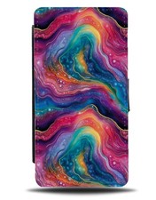 Multicolour Agate Marble Print Flip Wallet Case Rainbow Style Rock Swirls CL24